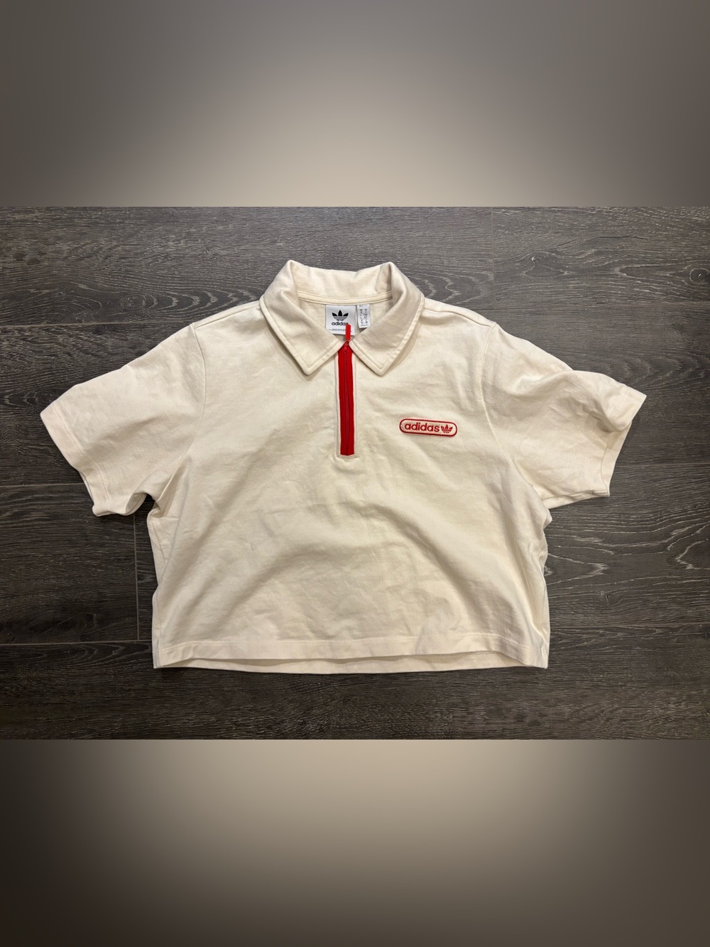 adidas originals cropped Polo with Red Trim